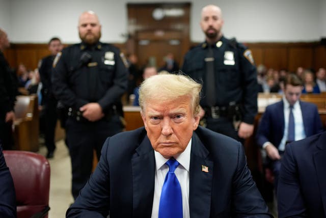 Former US president Donald Trump appears in Manhattan Criminal Court in New York