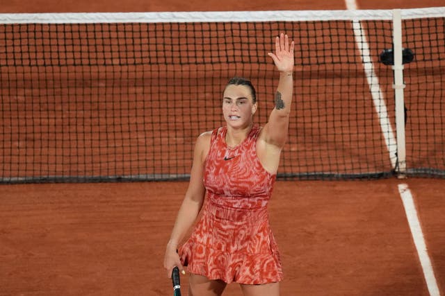 Aryna Sabalenka celebrates her victory 