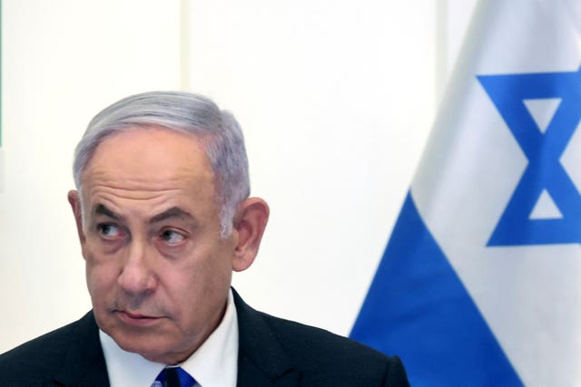 Israeli Prime Minister Benjamin Netanyahu chairs a cabinet meeting at the Bible Lands Museum in Jerusalem