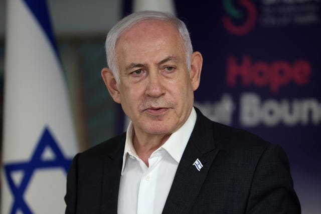 Israeli Prime Minister Benjamin Netanyahu speaks during a news conference at the Sheba Tel HaShomer Hospital in Ramat Gan, Israel 