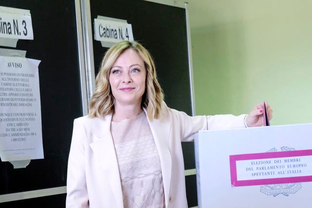 Italian Prime Minister Giorgia Meloni casting her vote in the election