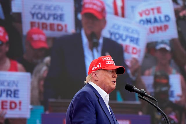 Donald Trump speaks at a campaign rally in Las Vegas