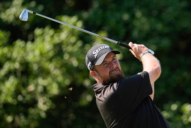 Shane Lowry watches his tee shot in the US Open