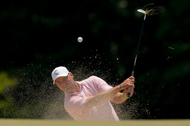 Martin Kaymer plays a bunker shot during the US Open