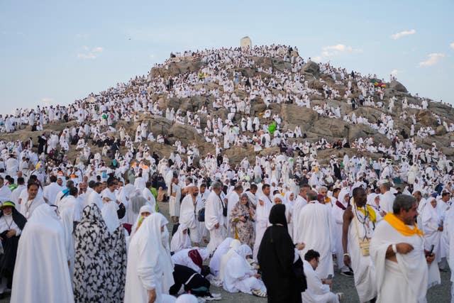 Hundreds of pilgrims at the Mountain of Mercy