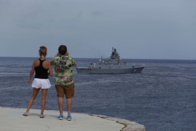 The Russian Navy’s Admiral Gorshkov frigate leaves the port of Havana, Cuba