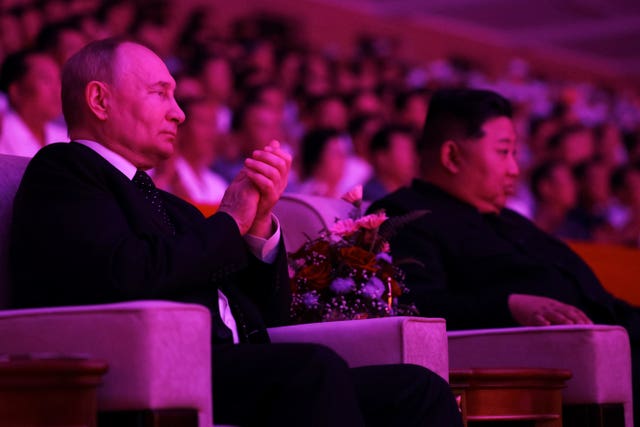Mr Putin and Mr Kim attend a gala concert in Pyongyang,