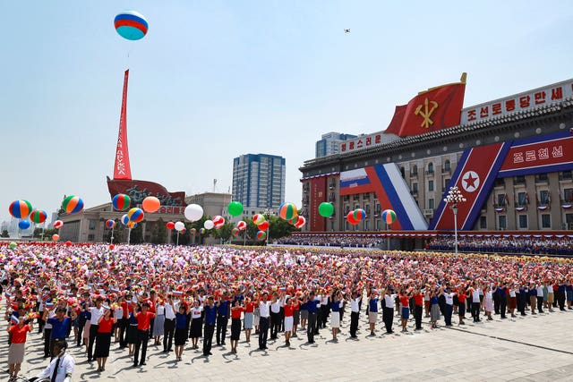 A big crowd at an official event in Pyongyang