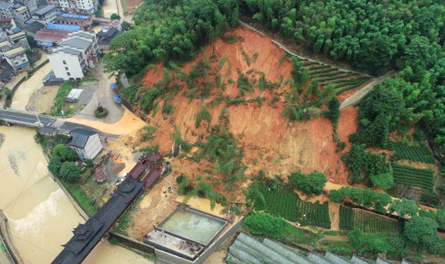 An area affected by torrential rain in Tieshan Township of Zhenghe County, Nanping City, in south-east China’s Fujian Province 