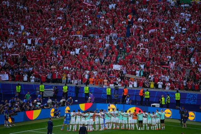 Austria celebrate with their fans 
