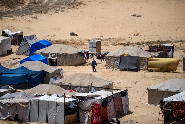 A makeshift tent camp in Khan Younis