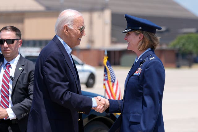 President Joe Biden arrives to board Air Force One at Andrews Air Force Base 