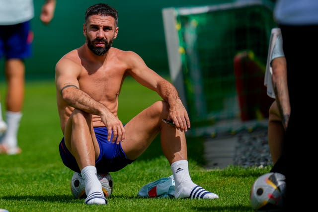 Spain’s Dani Carvajal in a training session ahead of the Euro 2024 final