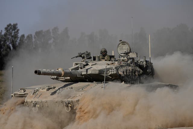 An Israeli tank near the Israel-Gaza border