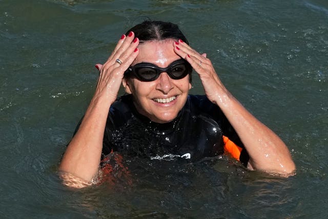 Paris Mayor Anne Hidalgo swims in the Seine 