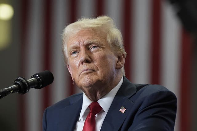 Republican presidential candidate former President Donald Trump speaks at a campaign rally 