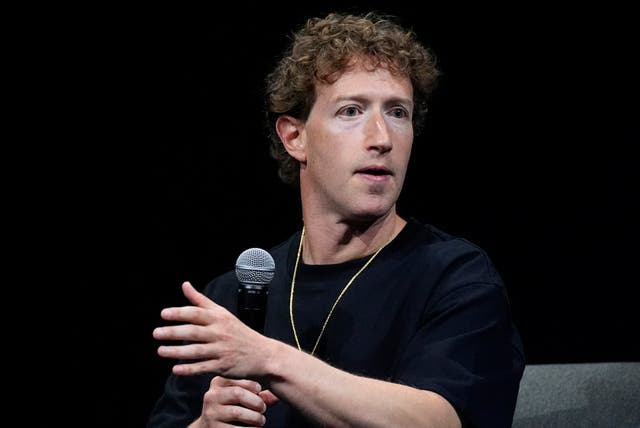 Mark Zuckerberg, chief executive officer of Meta, makes a point during an appearance at SIGGRAPH 2024, the premier conference on computer graphics and interactive techniques