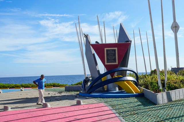 A statue of former President Hugo Chavez is missing from its base the day after opposition protests against the reelection of Chavez’s protege, President Nicolas Maduro