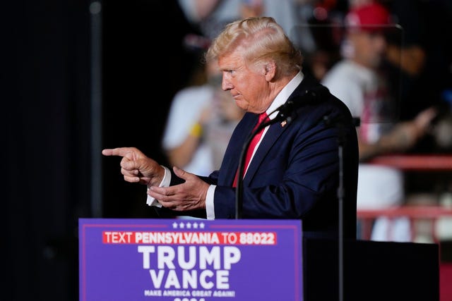 Republican presidential candidate Donald Trump speaking during a campaign rally