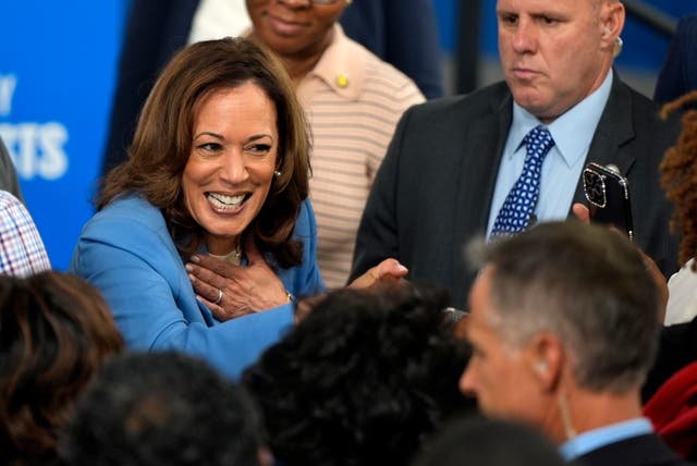 Kamala Harris greets supporters