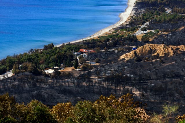 Aerial shot of burnt landscape