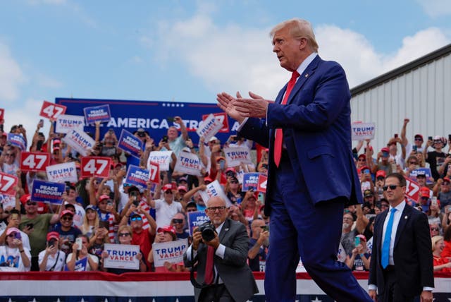 Donald Trump arrives at the campaign rally in North Carolina