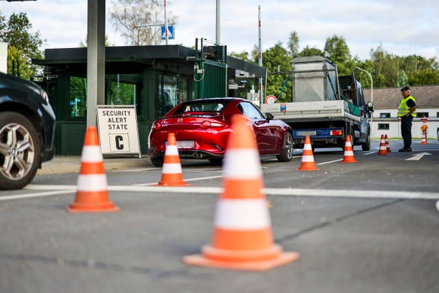 Soldiers check the entrance to the Nato air base in Geilenkirchen