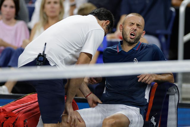 Dan Evans gets treatment