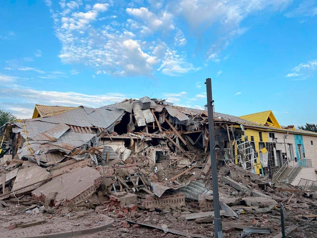 A destroyed kindergarten after a missile attack in Belgorod 