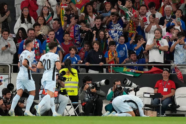 Cristiano Ronaldo collapsed to the ground after scoring 