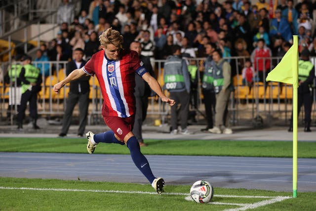 Martin Odegaard playing for Norway