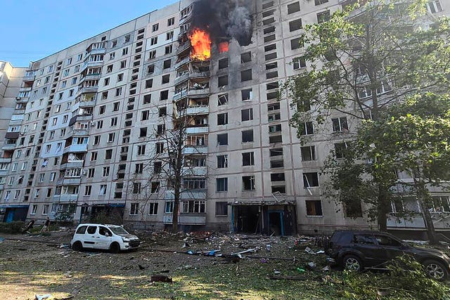 Fire and damage in an apartment building