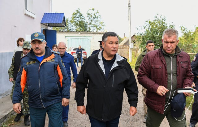 Tver regional governor Igor Rudenya arrives to attend a meeting in Toropets