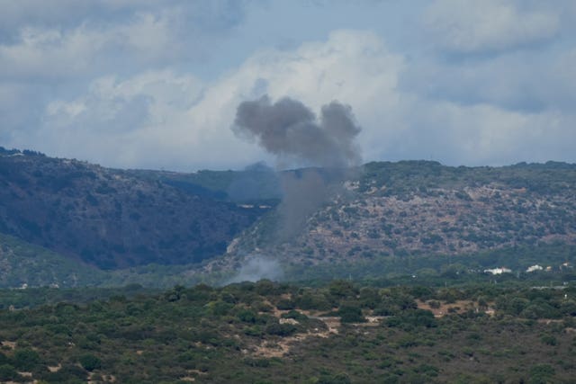 Smoke rises in northern Israel following a rocket strike from Lebanon