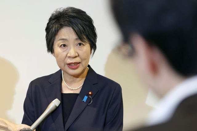 Japan’s Foreign Minister Yoko Kamikawa speaks to journalists in Tokyo