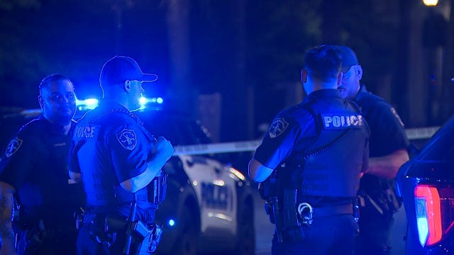 Police working on the scene of a shooting in Birmingham, Alabama 