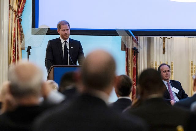 Harry speaks at an event in New York celebrating Angola’s leadership in landmine clearance 