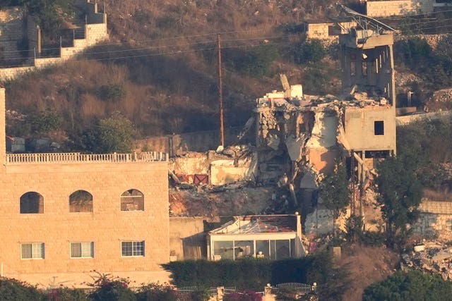 A house destroyed by an Israeli airstrike on Khiam village, south Lebanon