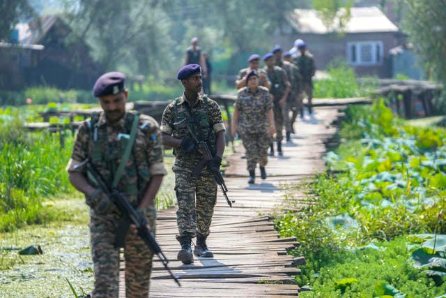 Indian soldiers on patrol in Kashmir