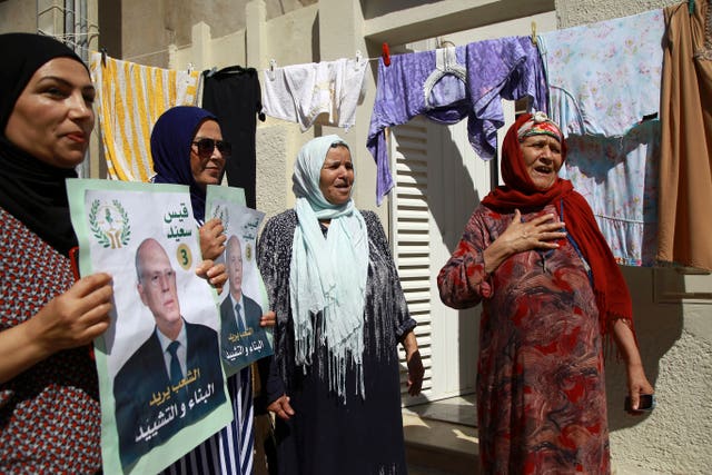 Supporters of the Kais Saied in Ariana, Tunisia 