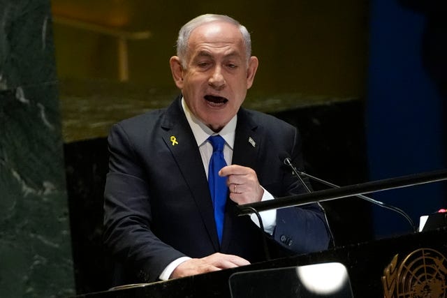 Benjamin Netanyahu addresses the 79th session of the UN General Assembly on Friday