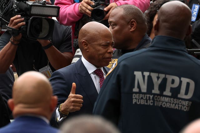 New York City mayor Eric Adams arrives at Manhattan federal court 