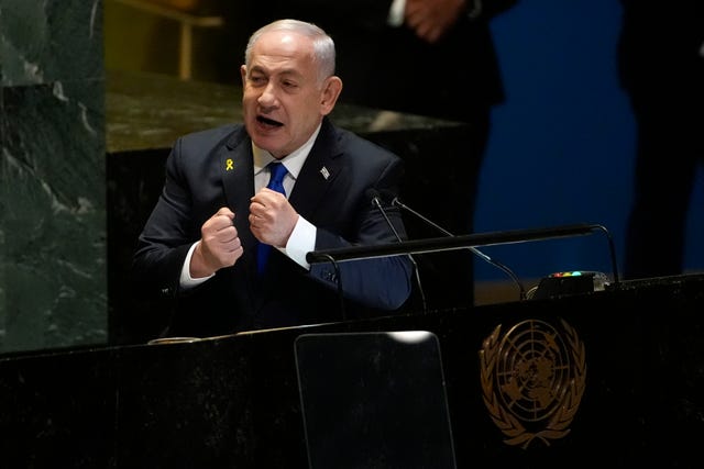 Prime Minister of Israel Benjamin Netanyahu addresses the 79th session of the United Nations General Assembly