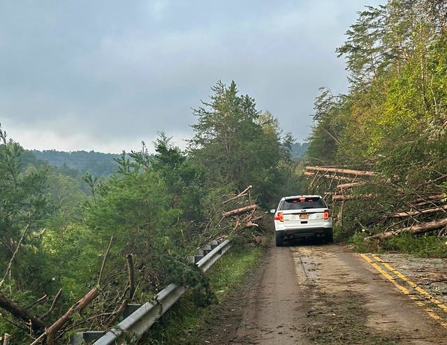 Rescue workers from the Pamlico County rescue team work in the aftermath of Helene