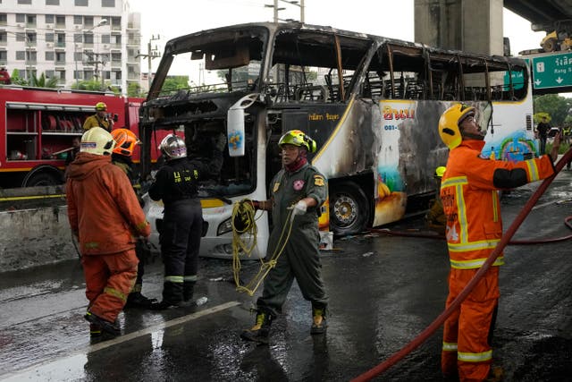 Rescuers work at the scene 