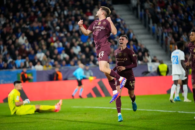 James McAtee leaps to celebrate his goal