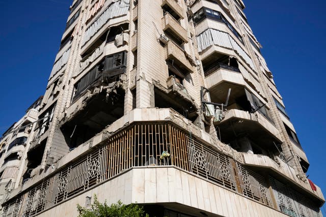 A destroyed apartment building