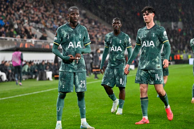 Tottenham celebrate the opening goal