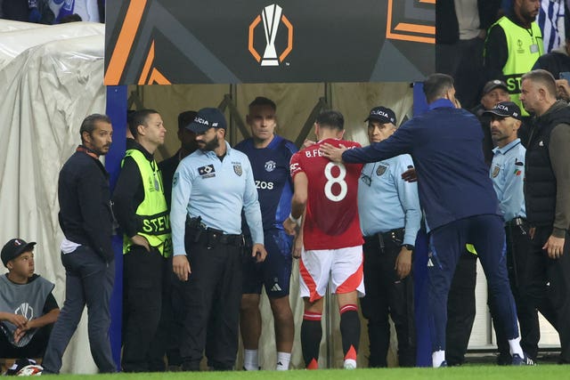 Bruno Fernandes was sent off for a second straight game 