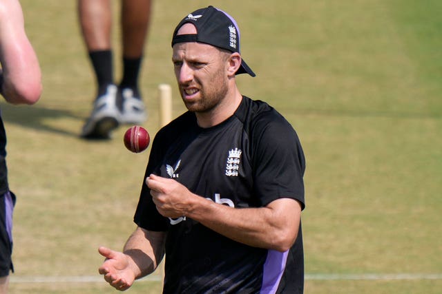 England’s Jack Leach attends a practice session in Multan, Pakistan